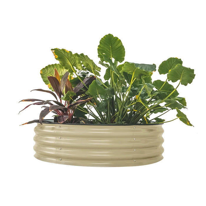 Vego Garden 11 Inch Tall 42 Wide Round Metal Raised Garden Bed - Pearl White