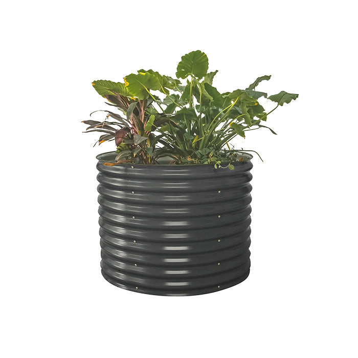 Vego Garden 32 Inch Tall 42 Wide Round Metal Raised Garden Bed - Modern Gray