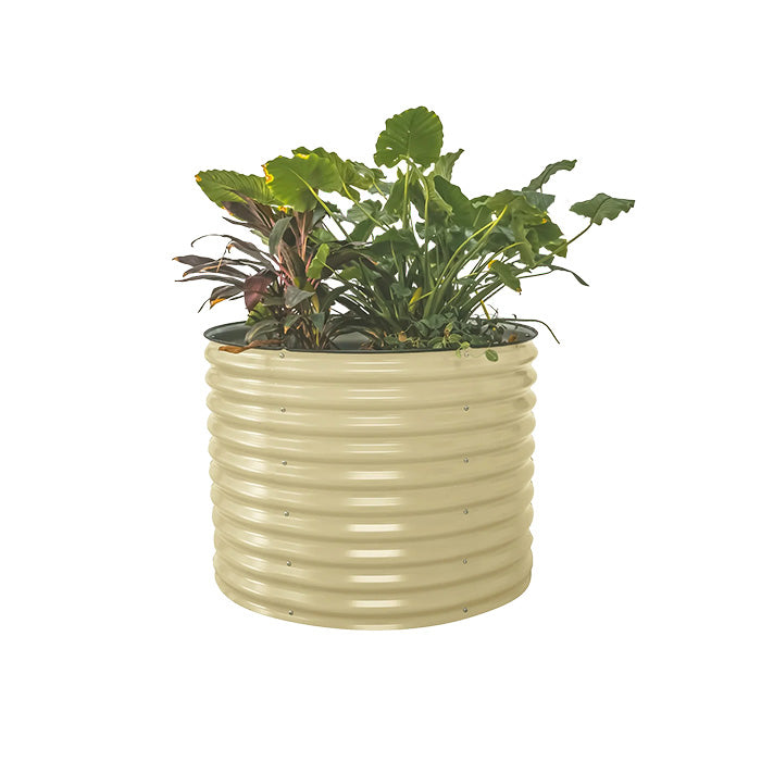 Vego Garden 32 Inch Tall 42 Wide Round Metal Raised Garden Bed - Pearl White