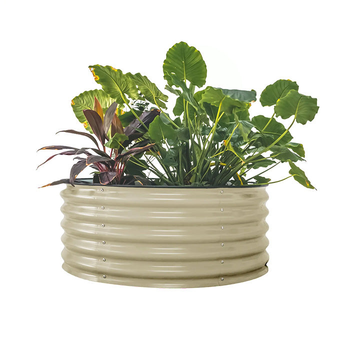 Vego Garden 17 Inch Tall 42 Wide Round Metal Raised Garden Bed - Pearl White