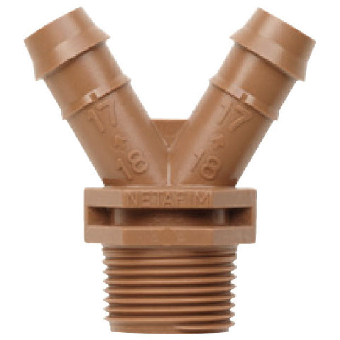 Netafim "V" Inch 2 Way Insert x 3/4 Inch MPT, 17mm - Pack of 10