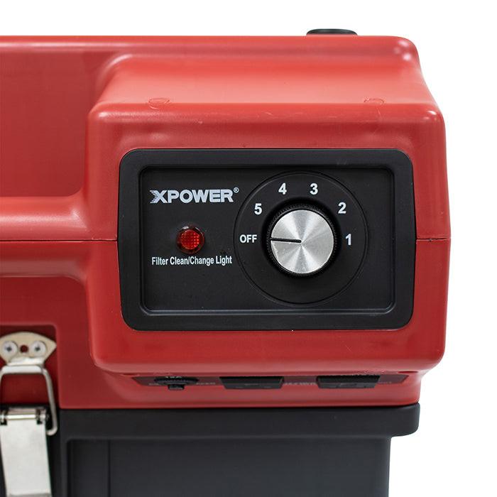 XPOWER X-2480A Professional 3-Stage HEPA Mini Air Scrubber, 1/2 HP, 550 CFM, Red