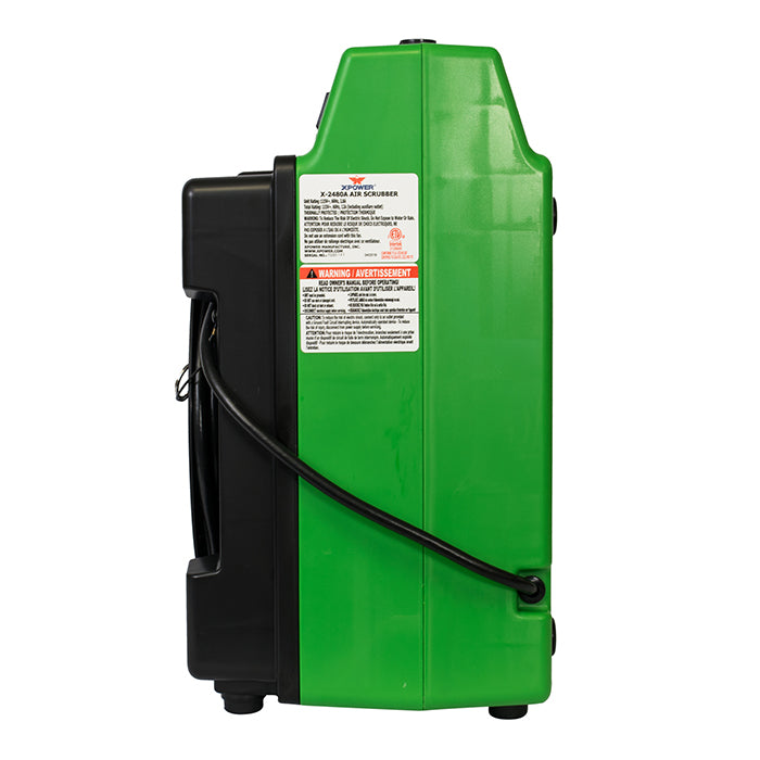 XPOWER X-2480A Professional 3-Stage HEPA Mini Air Scrubber, 1/2 HP, 550 CFM, Green