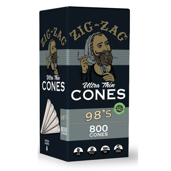 Zig-Zag 0.75 Gram 98 Ultra Thin Bulk Cones - 800 Cone Carton - Case of 6 Cartons