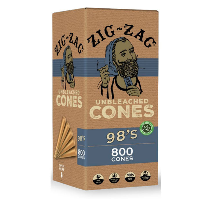 Zig-Zag 0.75 Gram 98 Unbleached Bulk Cones - 800 Cone Carton - Case of 6 Cartons
