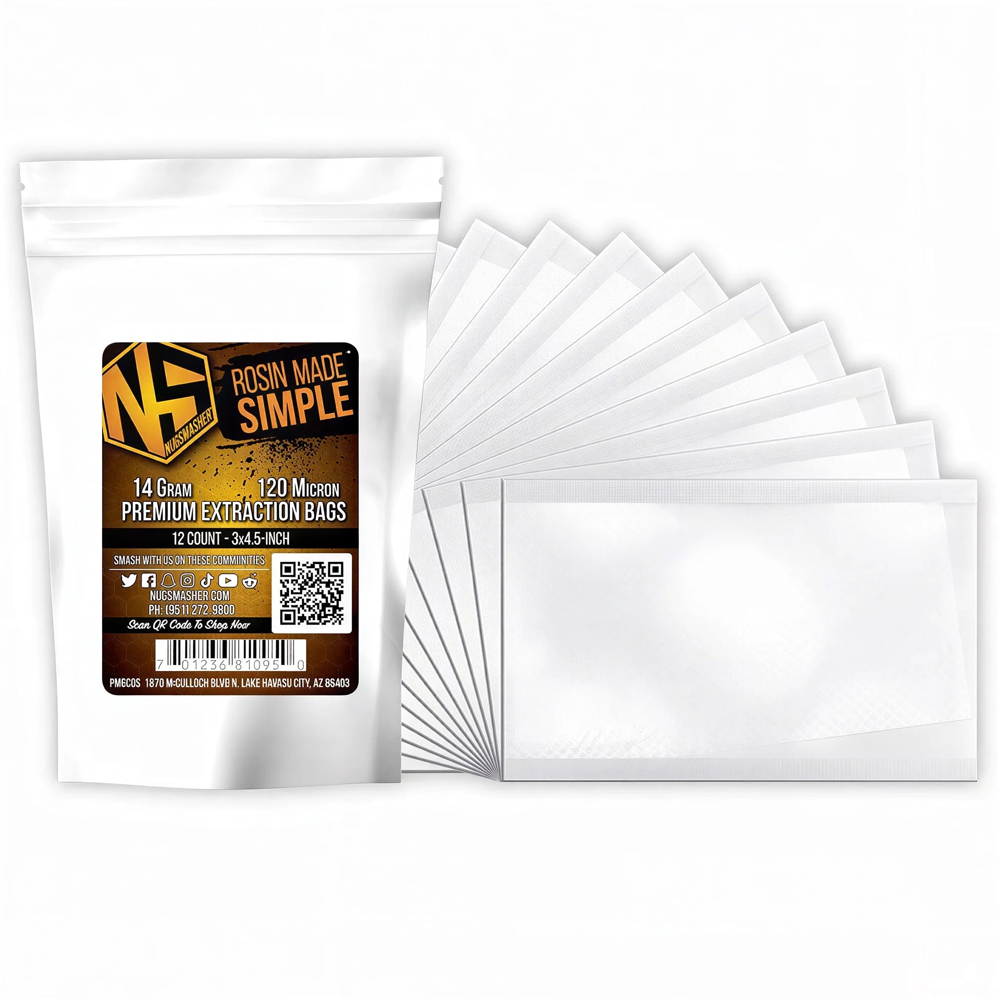 NugSmasher 14 Gram Premium Extraction Bags, Pack of 12