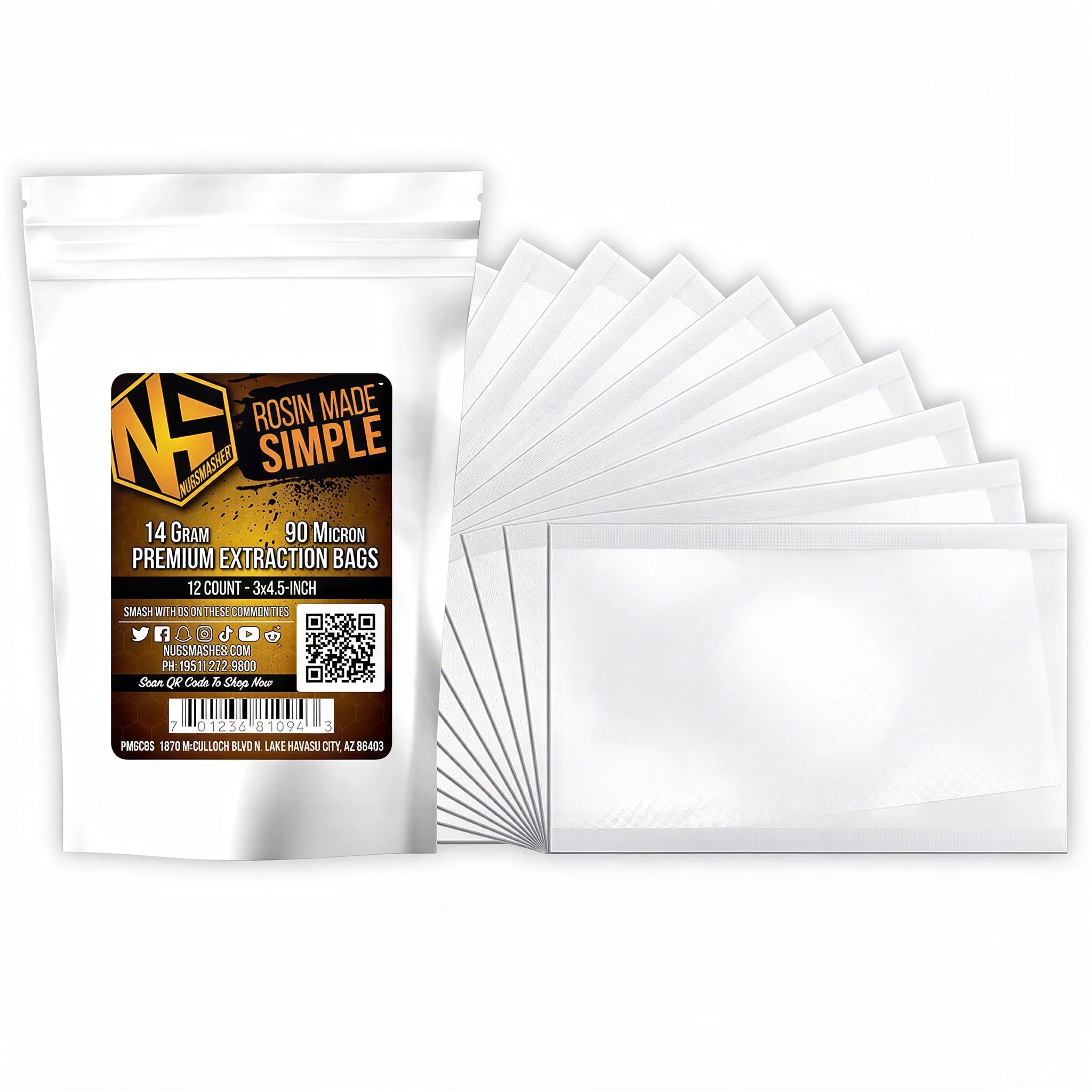 NugSmasher 14 Gram Premium Extraction Bags, Pack of 12