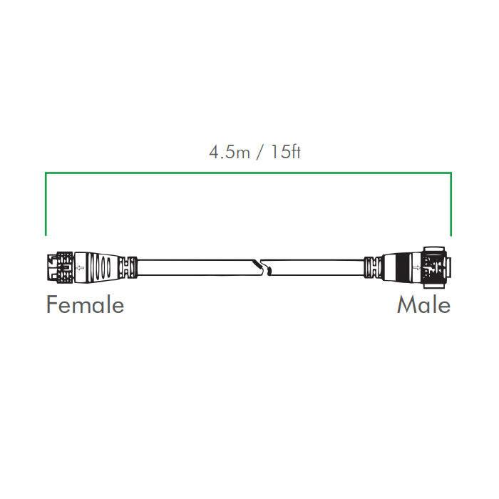 Iluminar Cable Logic Main-Line AC Extension Cable, 15 Feet, 120-480 Volt