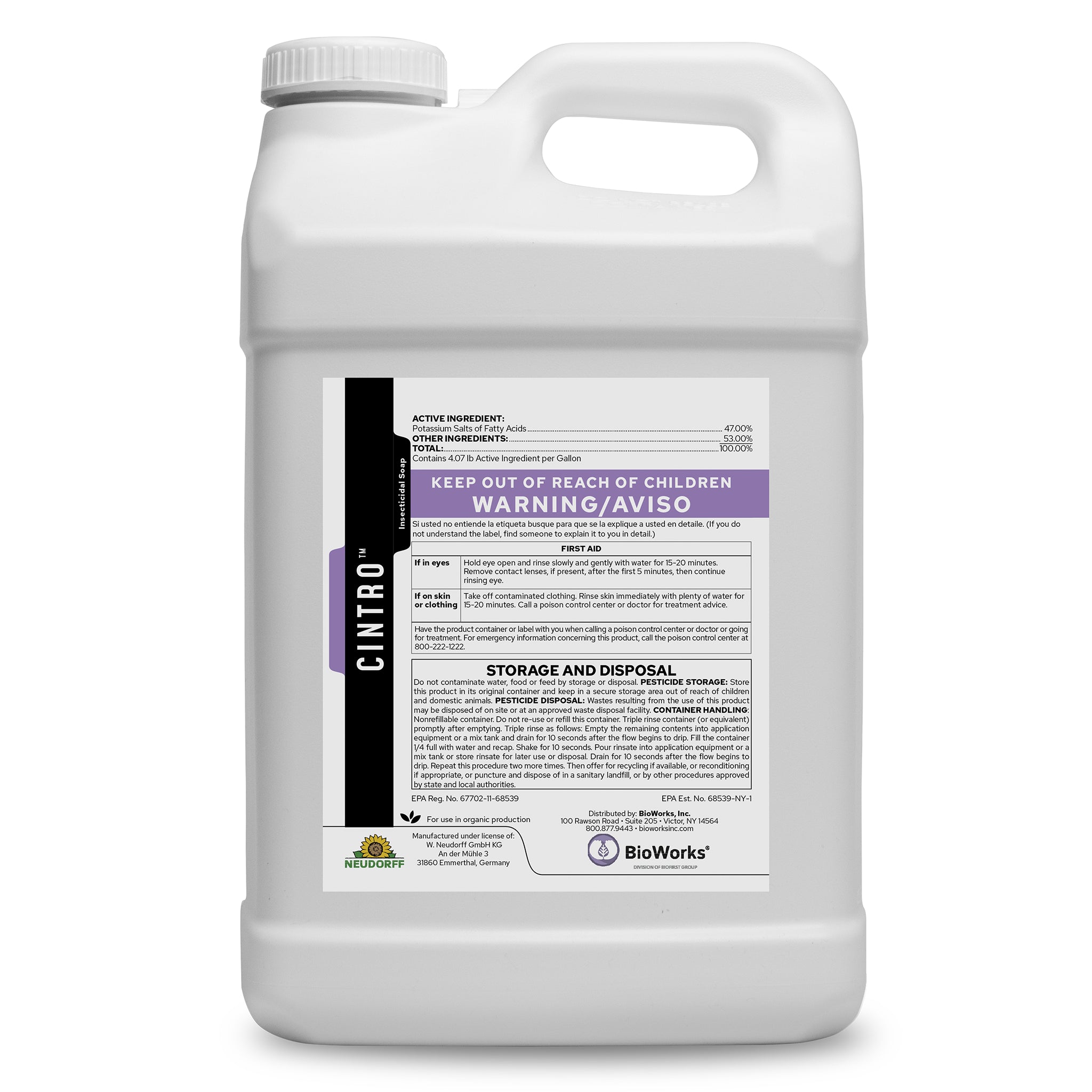 BioWorks Cintro Organic Insecticidal Soap Concentrate, 2.5 Gallons