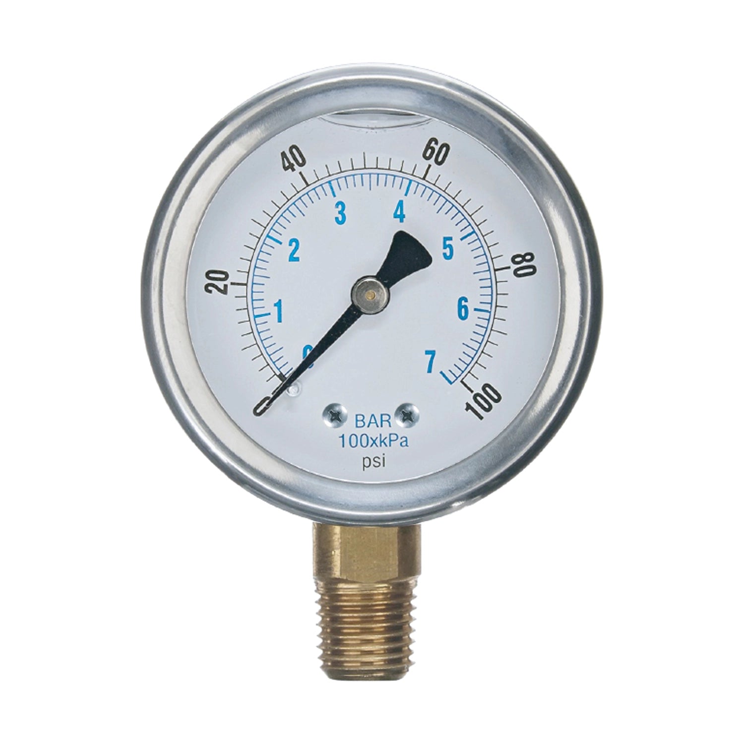 Grow1 Liquid Filled Pressure Gauge, 0-100 PSI