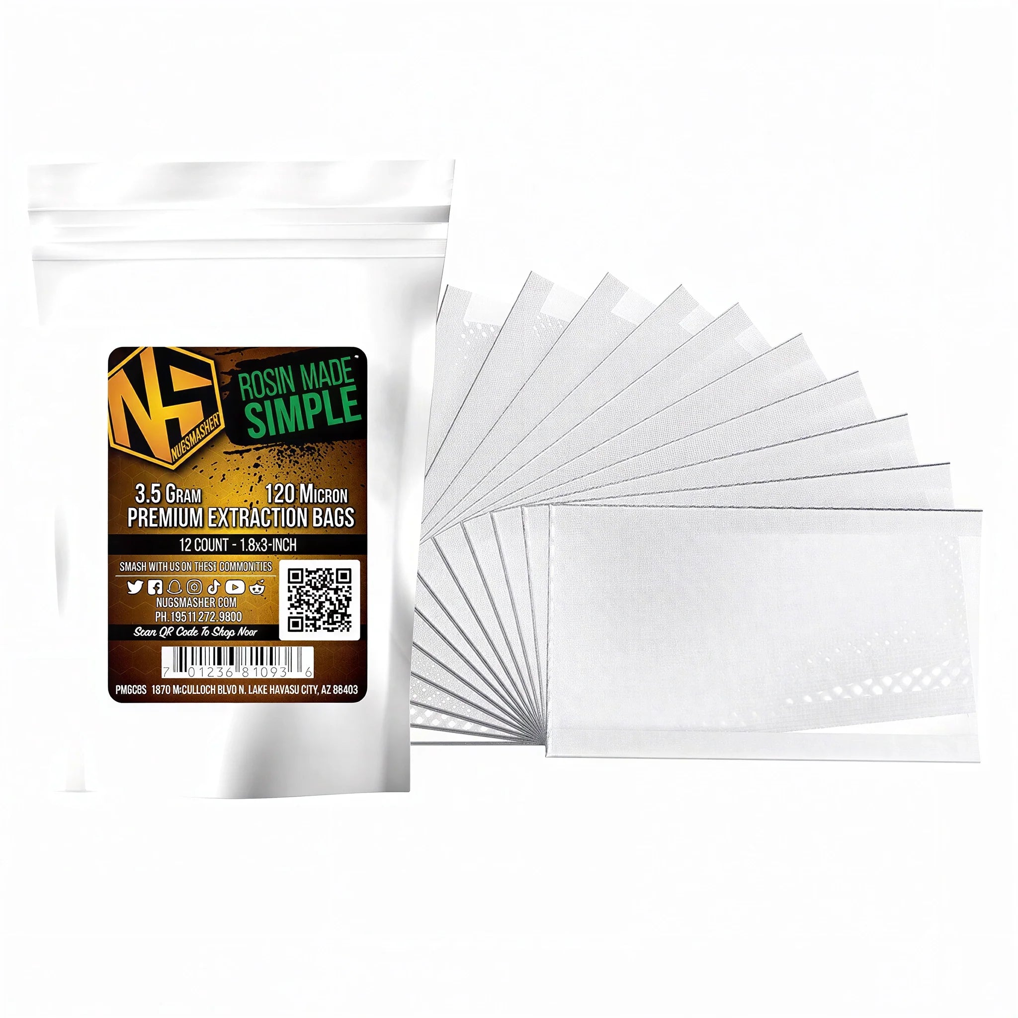 NugSmasher 3.5 Gram Premium Extraction Bags, Pack of 12