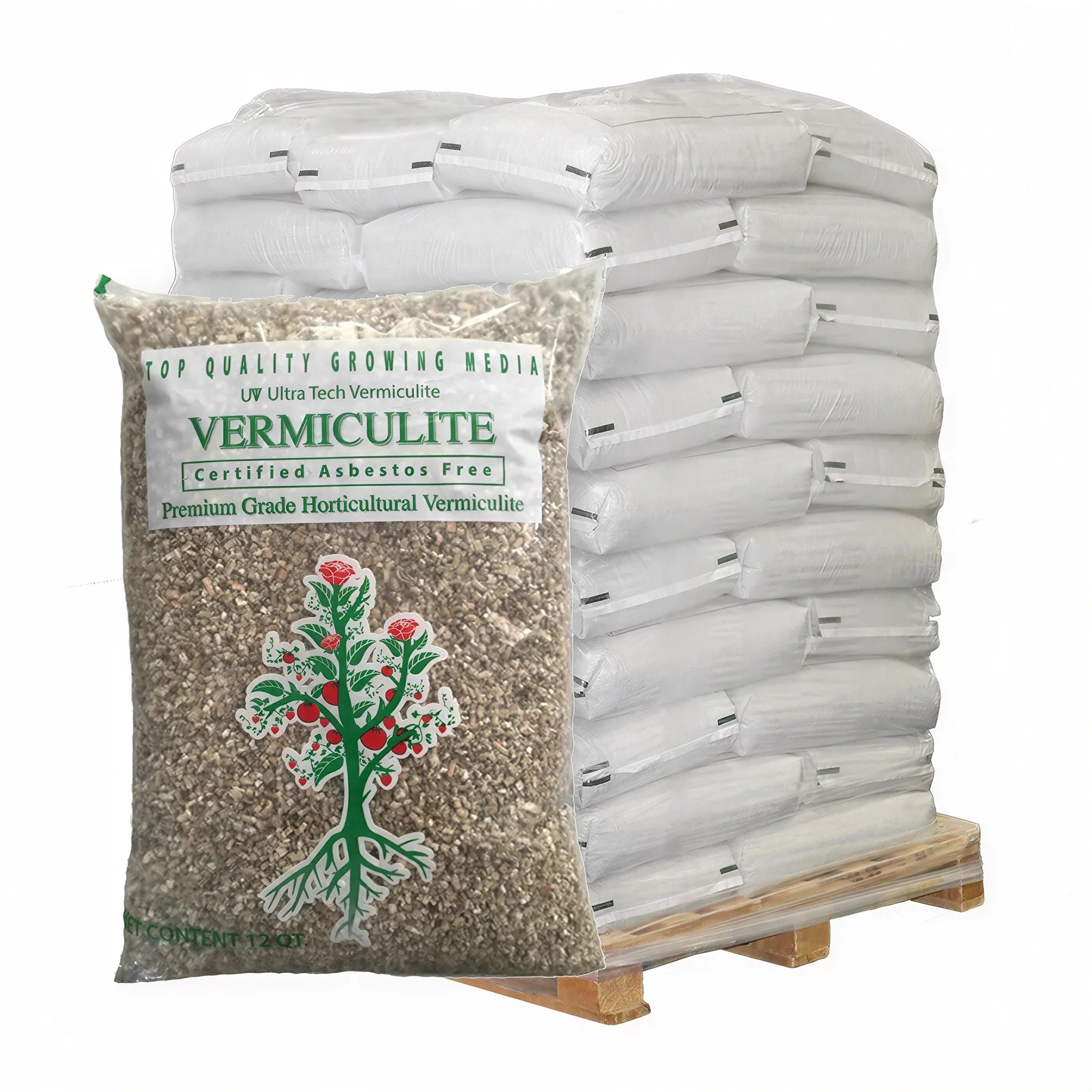 Ultra Tech Premium Horticultural Vermiculite, Medium Grade, 12 Quarts - Pallet of 56