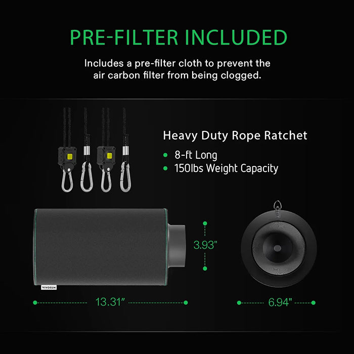 Vivosun Black Carbon Filter, 4"