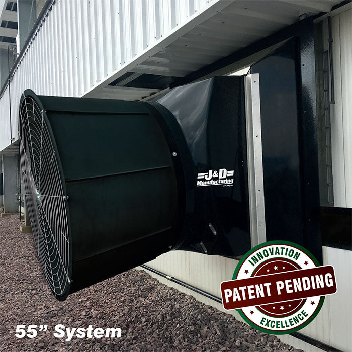 J&D Manufacturing Light Trap System, 55" - 29245 CFM (Permanent Magnet Drive, 208-240 Volt, 2.2kW, Three Phase, With Cone, Slant, Aluminum Shutter, 3 Blade Nylon Prop)