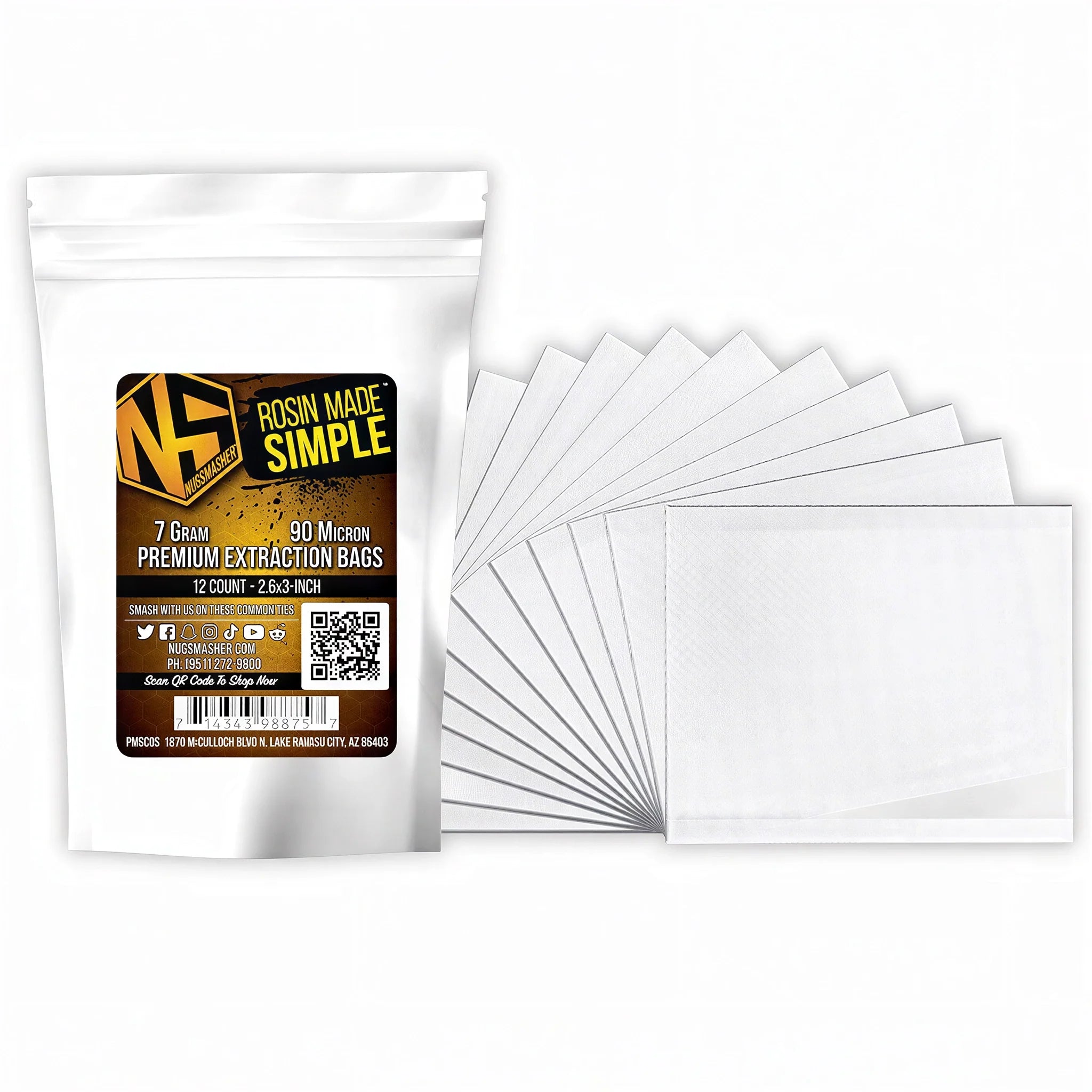 NugSmasher 7 Gram Premium Extraction Bags, Pack of 12