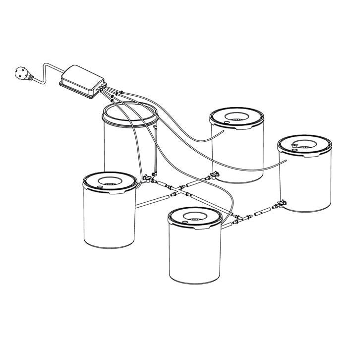 deep water culture hydroponic 4-plant system Grow1 Deep Water Culture DWC 4 Bucket + Reservoir Complete Kit