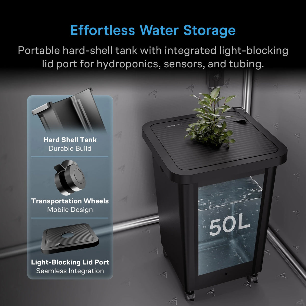 AC Infinity Hydroponic Reservoir, 13 Gallon