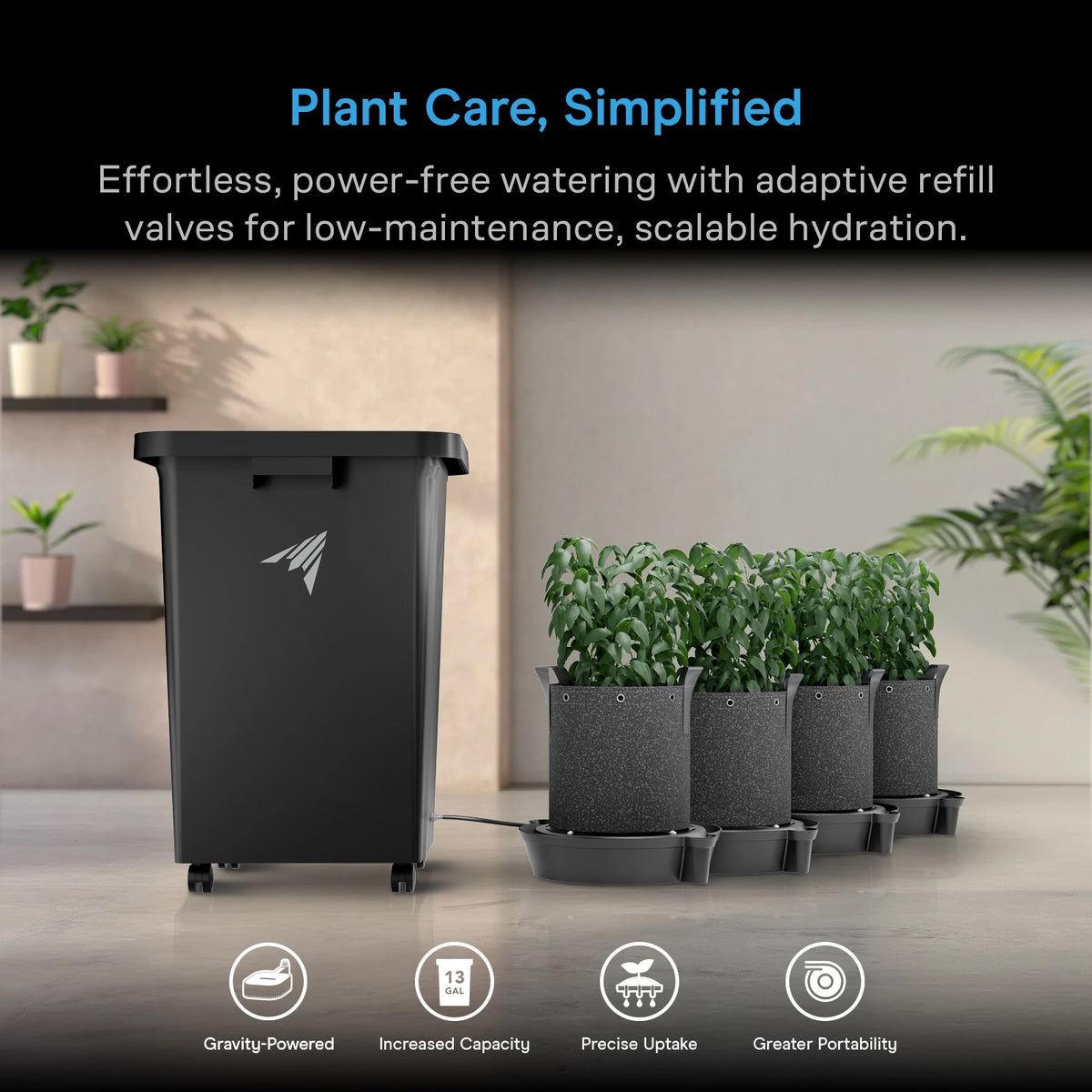 AC Infinity 4 Pot Self-Watering Hydroponic System, 13 Gallon Reservoir