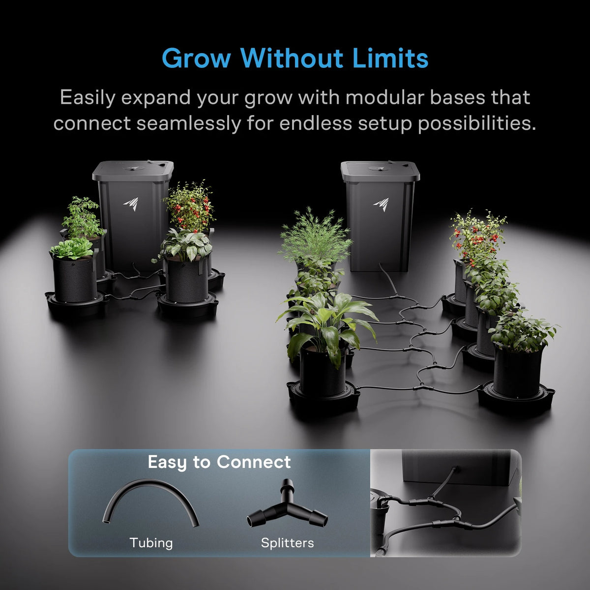 AC Infinity 4 Pot Self-Watering Hydroponic System, 13 Gallon Reservoir