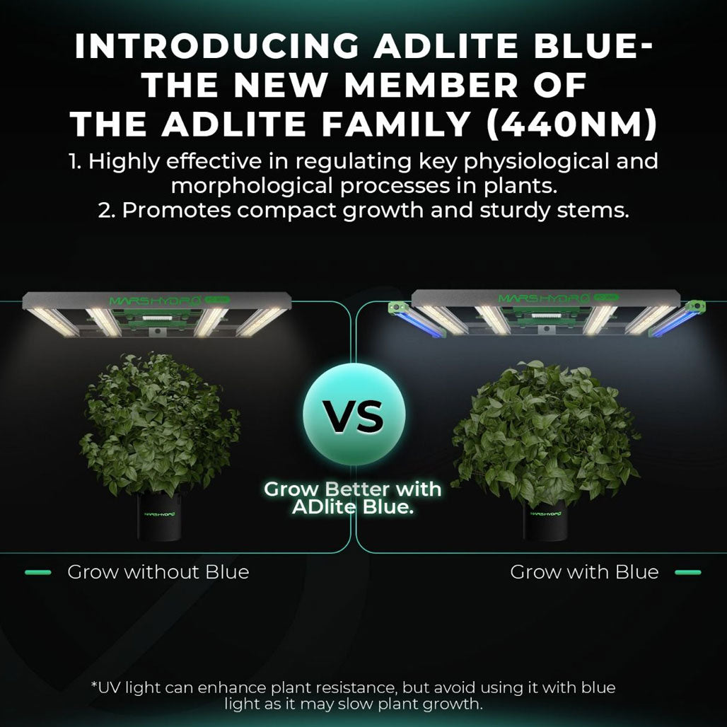 Mars Hydro ADlite Blue 30 Supplemental LED Grow Light Bar, Pack of 2