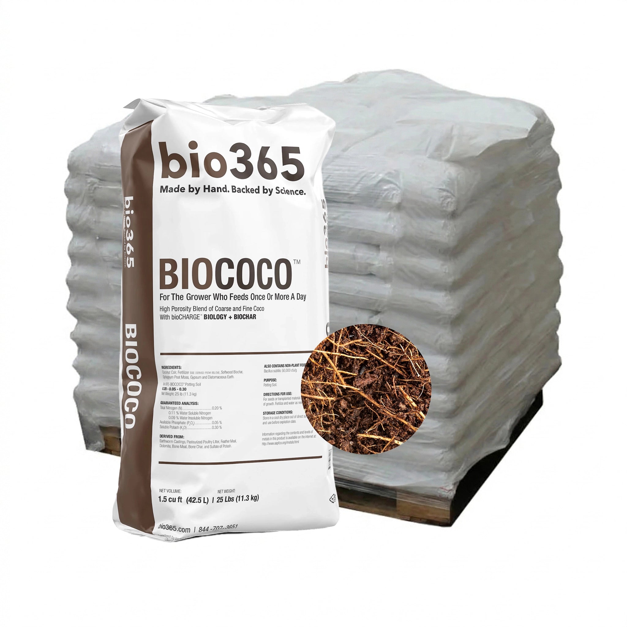 bio365 BIOCOCO Organic Media, 1.5 Cu. Ft. Bag, Pallet of 85 Bags