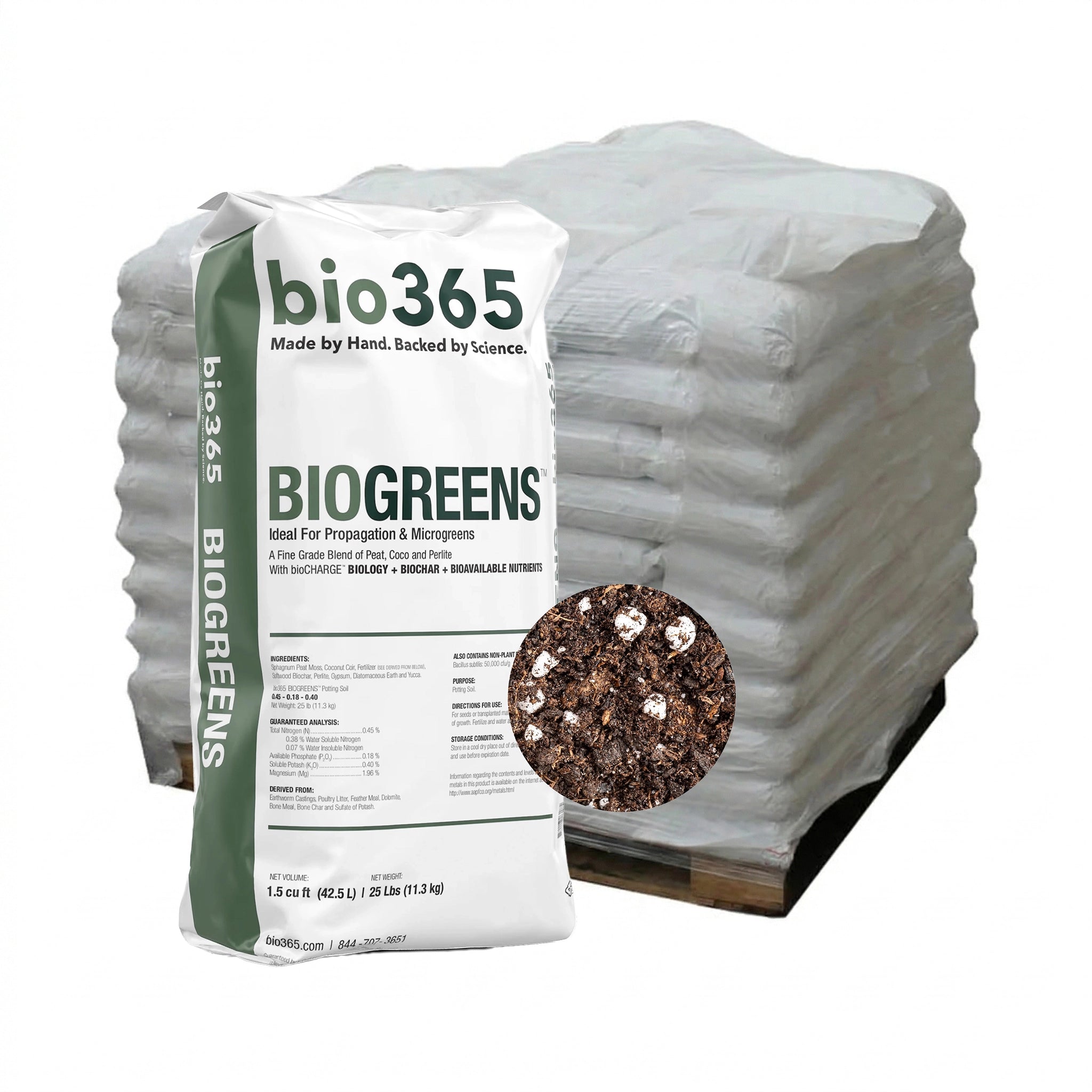 bio365 BIOGREENS Propagation Mix, 1.5 Cu. Ft. Bag, Pallet of 85 Bags