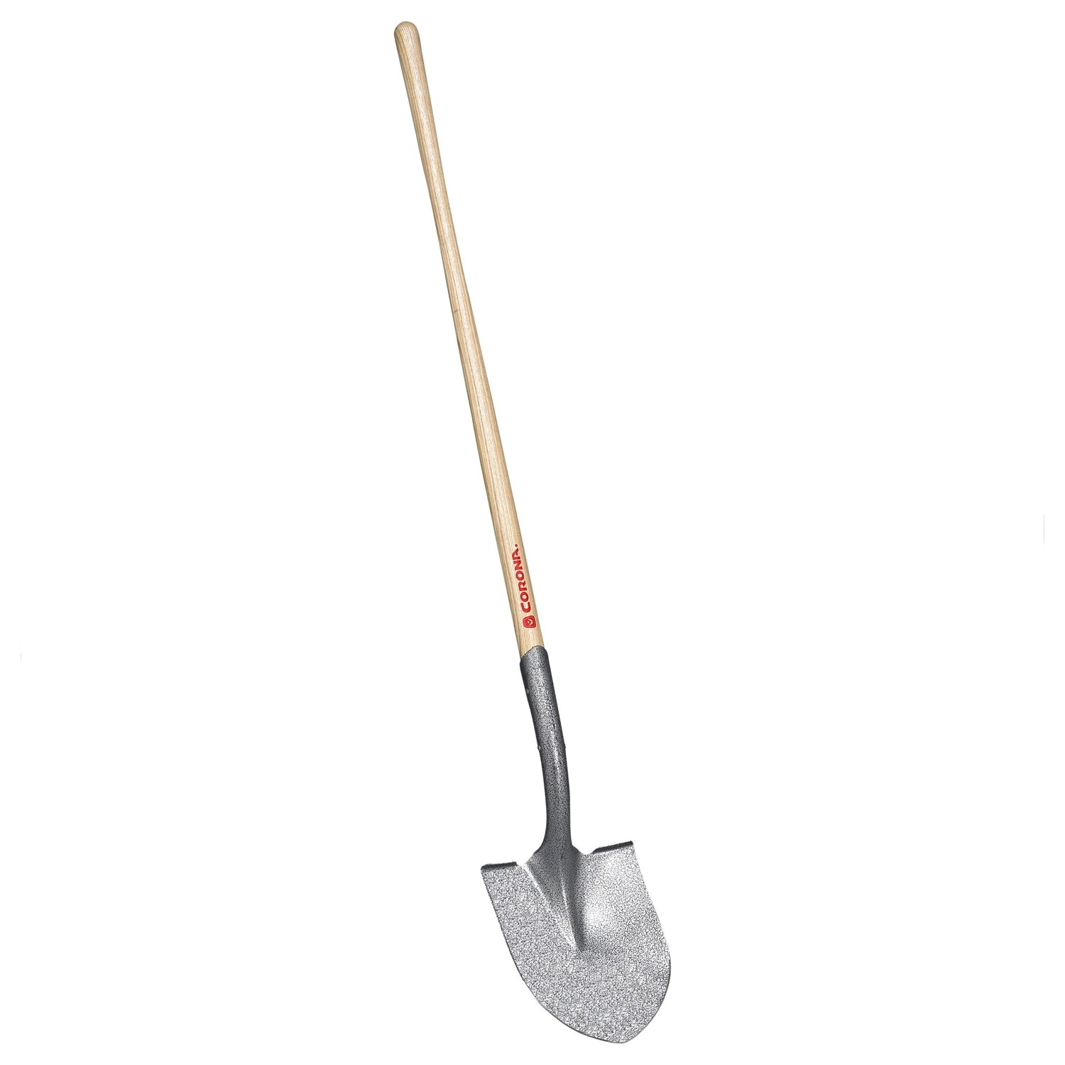 Corona 14 Gauge Hollow Back Round Point Shovel, 48" Hardwood Handle with 12" Head