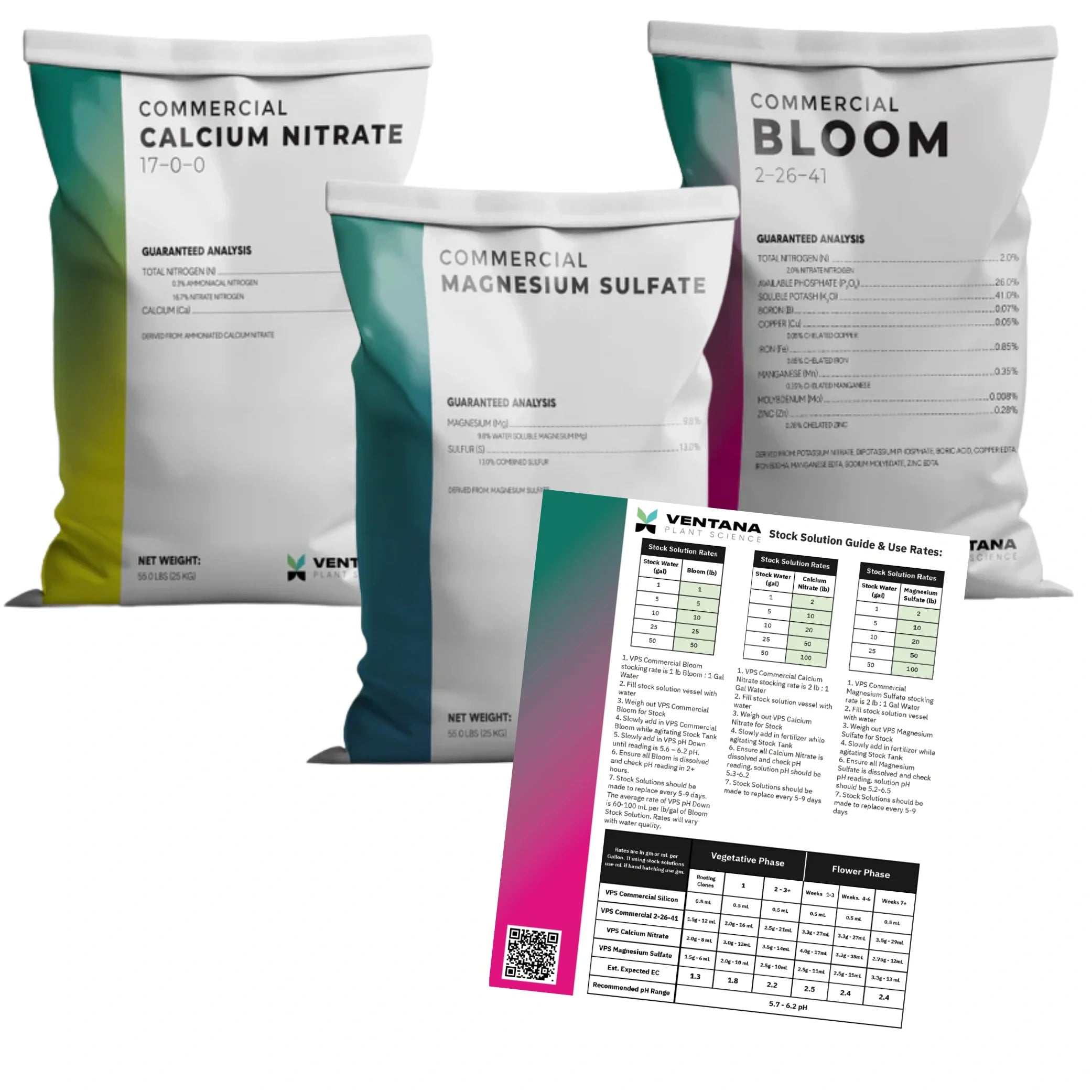 Ventana Plant Science | Commercial Kit (Bloom - Calcium Nitrate - Magnesium Sulfate) | 5lb.