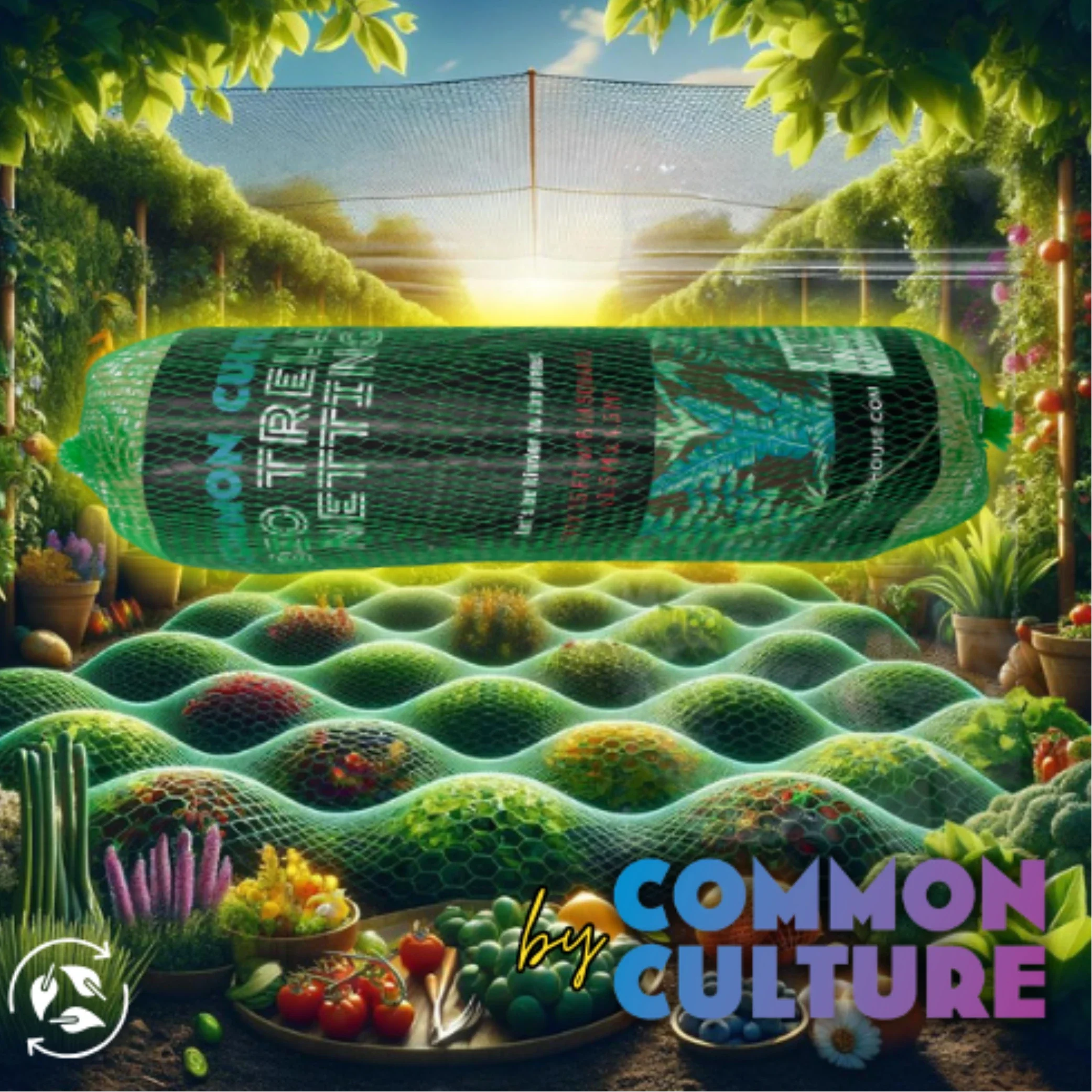 Common Culture Bio Trellis Netting Bulk Roll 5 ft x 15 ft w/ 6in Squares.