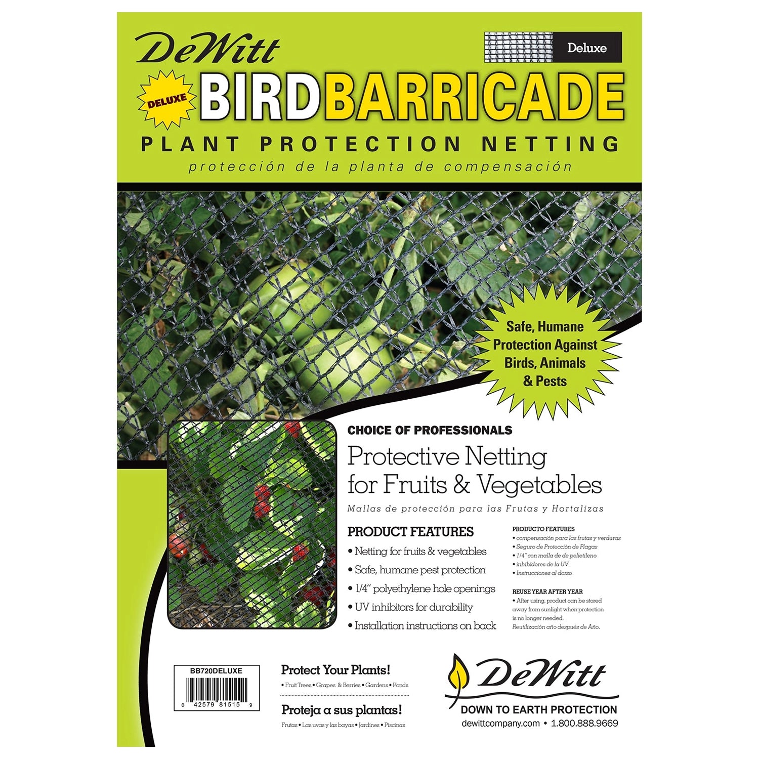 DeWitt Deluxe Bird and Pond 1/4 Inch Netting, Black, 7 Foot x 20 Foot - Case of 8