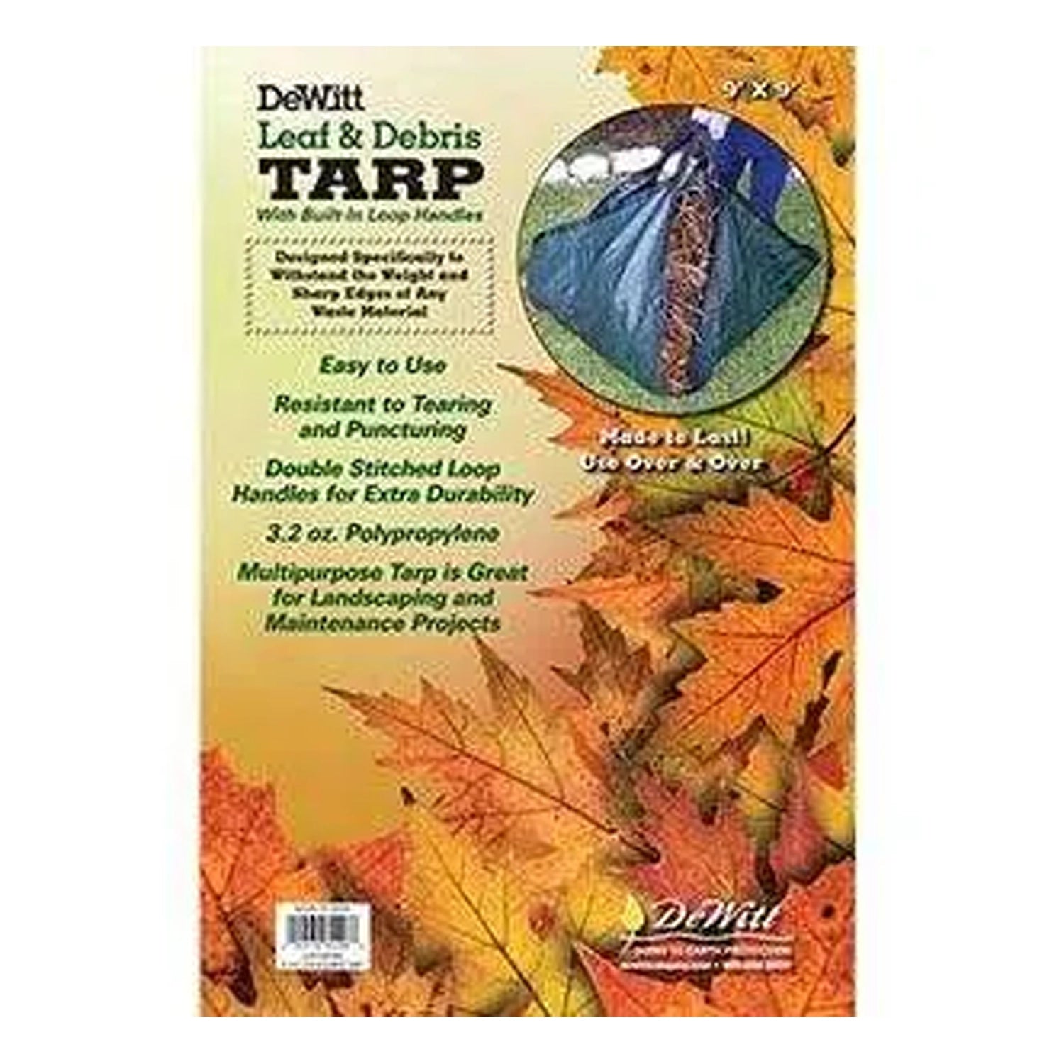 DeWitt 3.2oz Leaf and Debris Tarp, Green, 9 Foot x 9 Foot - Case of 12