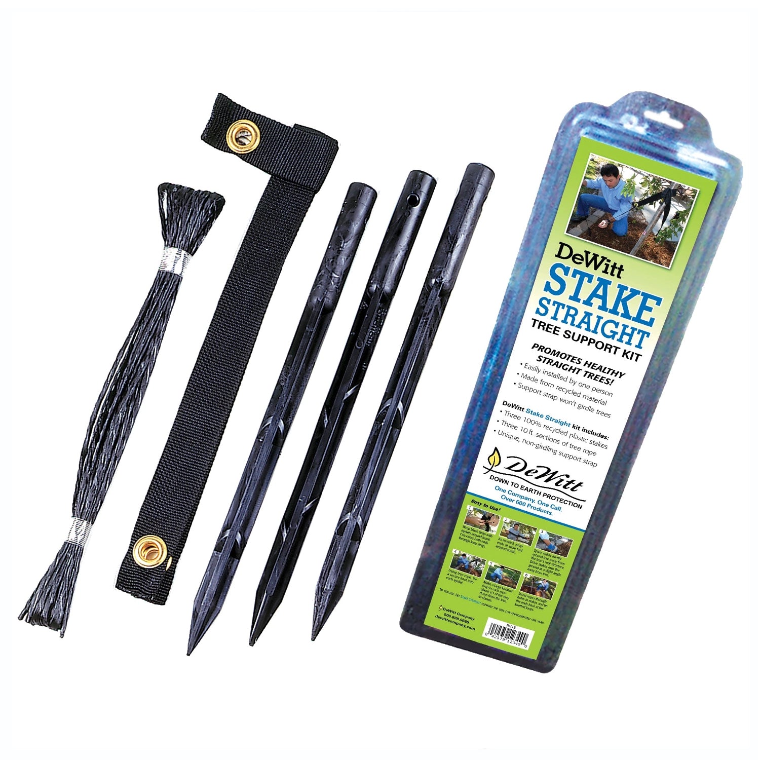 DeWitt Plastic Tree Stake Kit, Black, 15 Inch - Case of 14