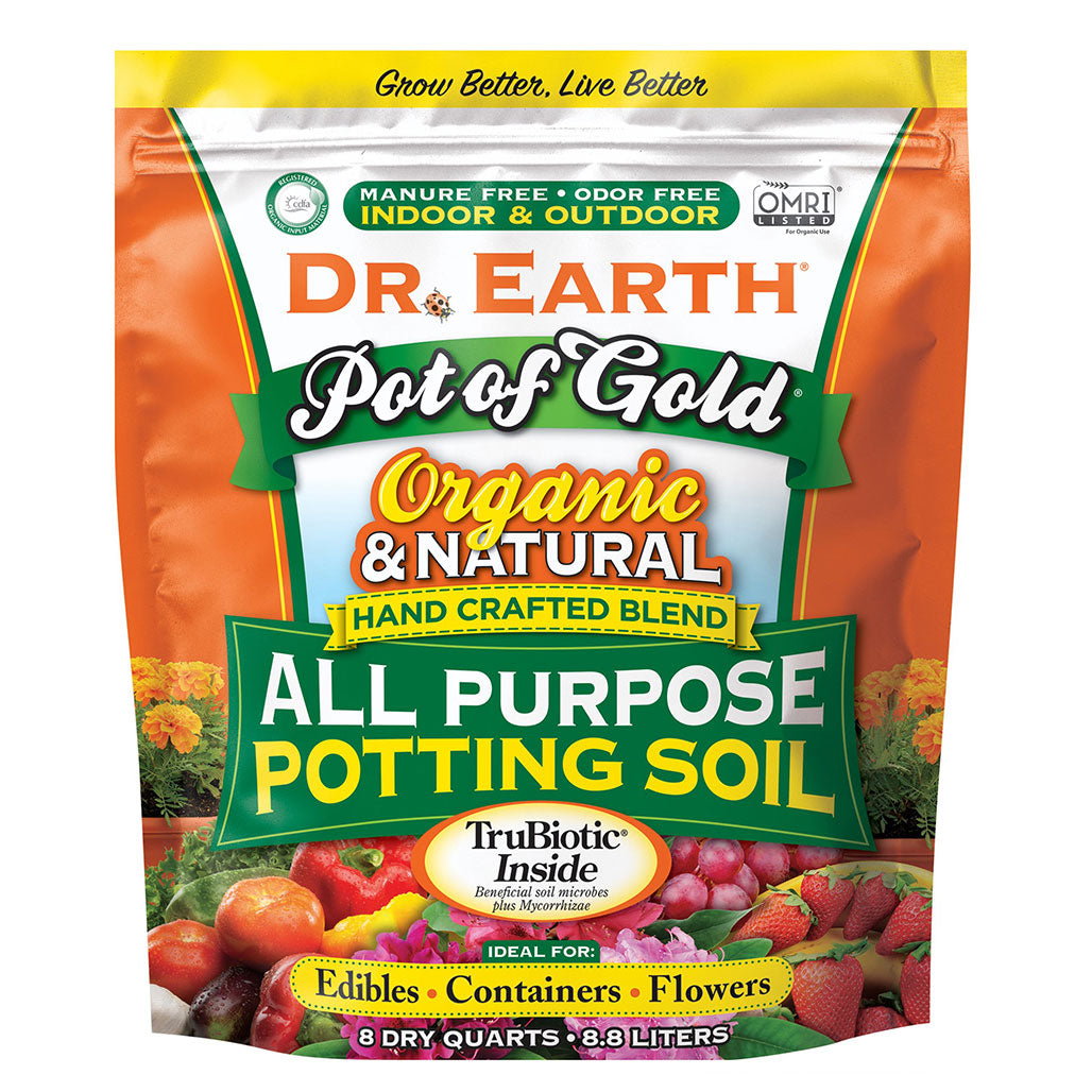 Dr. Earth Pot of Gold Organic All Purpose Potting Soil, 8 Quart - Case of 4