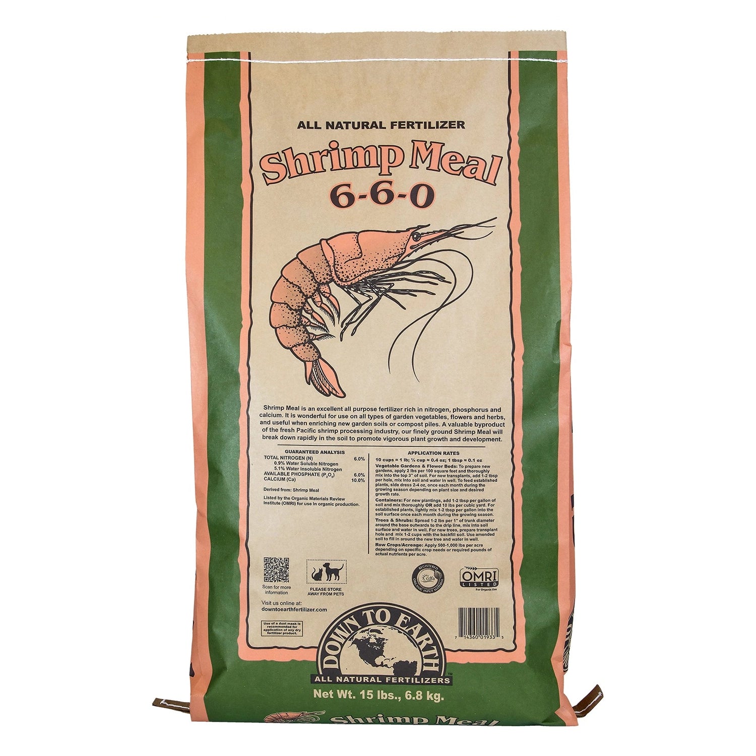 Down To Earth Shrimp Meal, 15 lb..