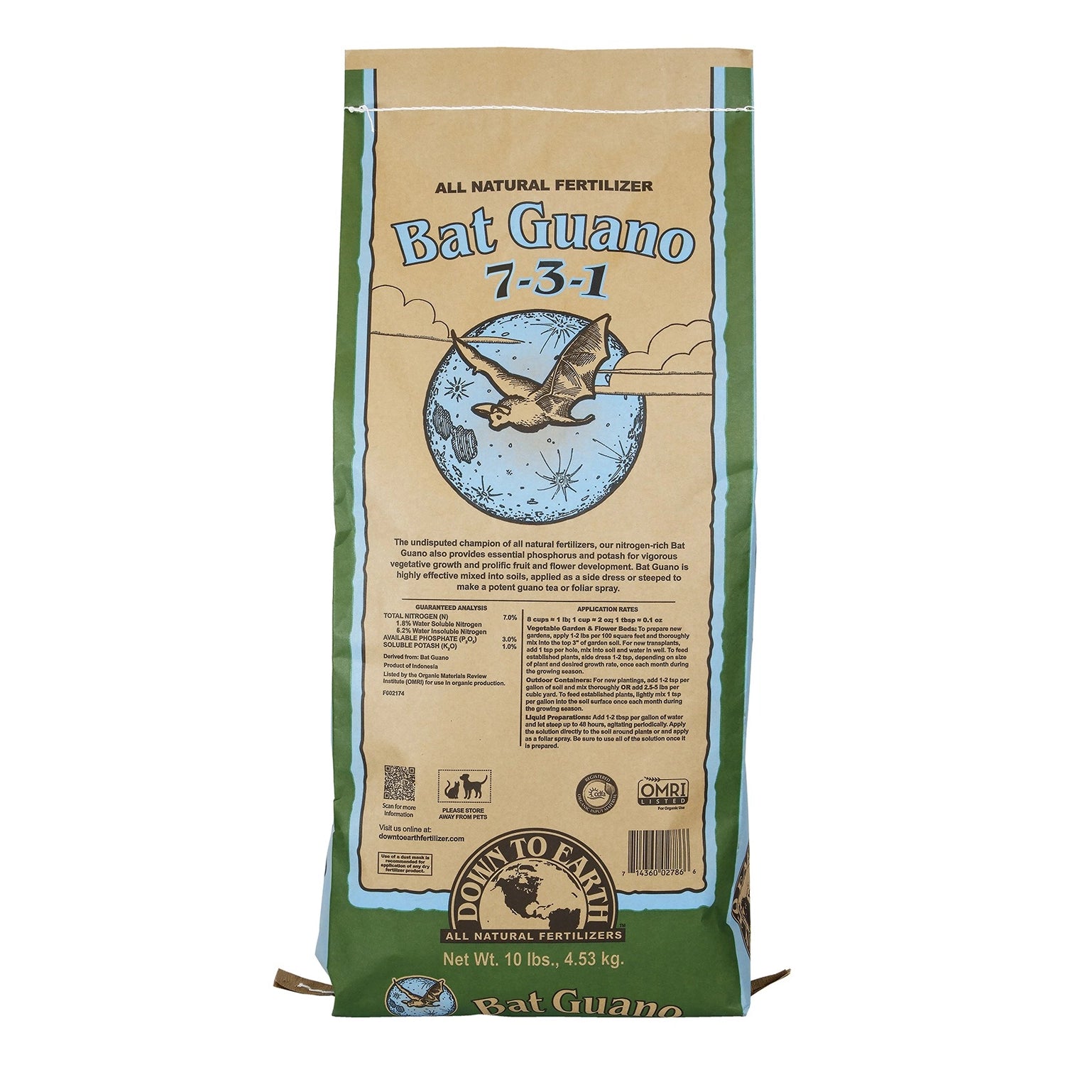 Down To Earth Bat Guano 7-3-1, 10 lb.