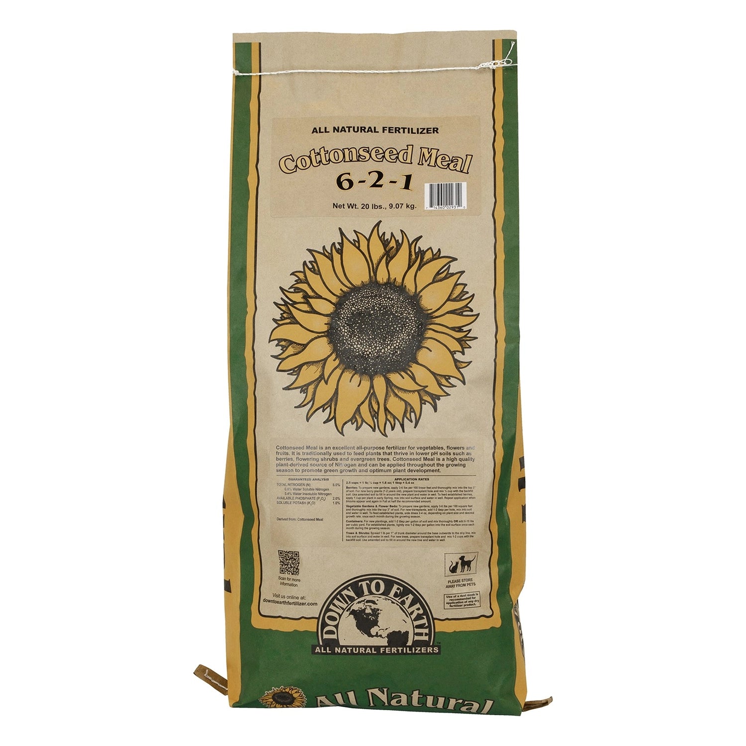 Down To Earth Cottonseed Meal, 20 lb..