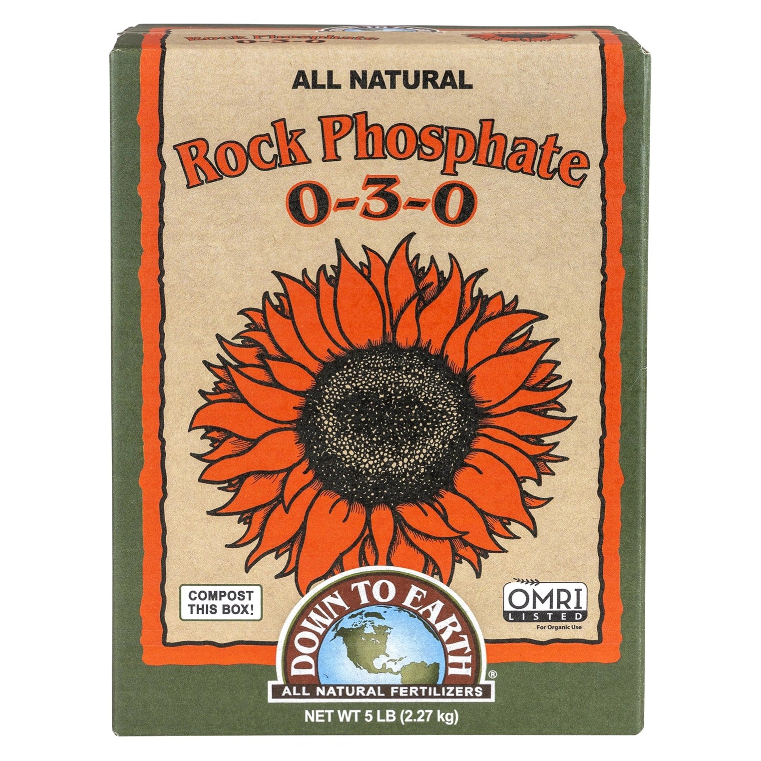 Down to Earth Rock Phosphate 0-3-0, 5 lbs. - Case of 6