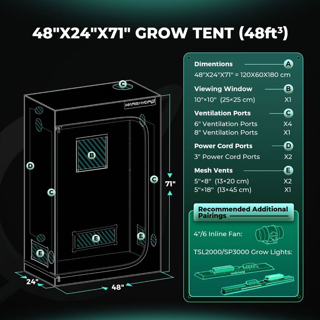 Mars Hydro 2 Foot x 4 Foot FC-4000 LED Grow Tent Kit