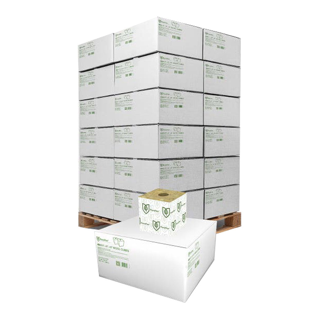 FloraFlex FloraWool Rockwool Cube w/ Hole 6 Inch x 6 Inch x 6 Inch - Pallet of 16 Cases (768 Total Cubes)
