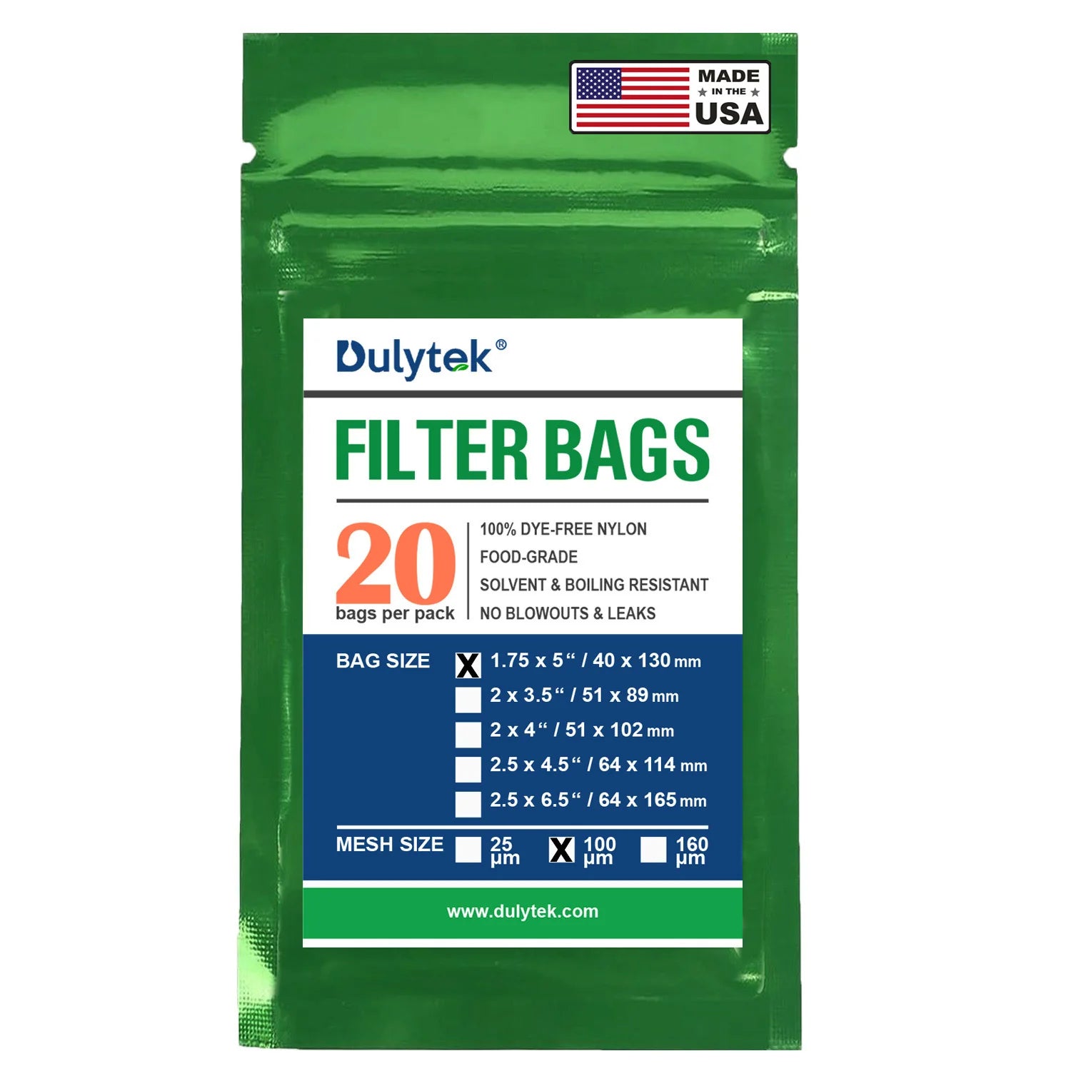 Dulytek Premium Nylon Filter Bags, 1.75" x 5"