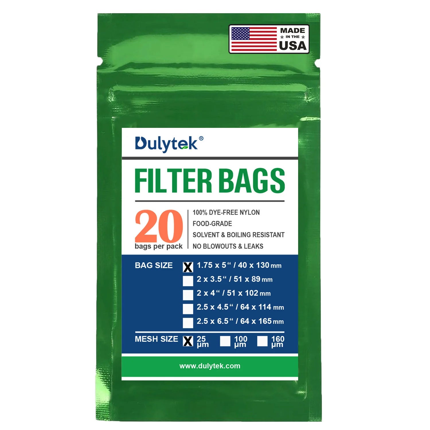Dulytek Premium Nylon Filter Bags, 1.75" x 5"