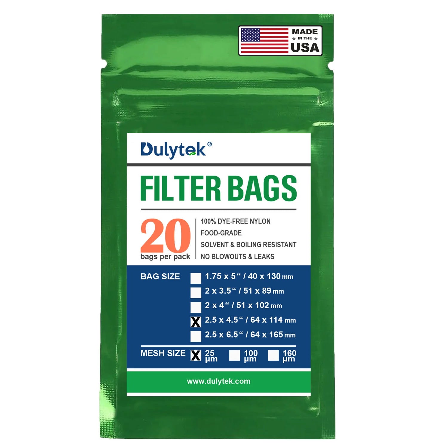 Dulytek Premium Nylon Filter Bags, 2.5" x 4.5"