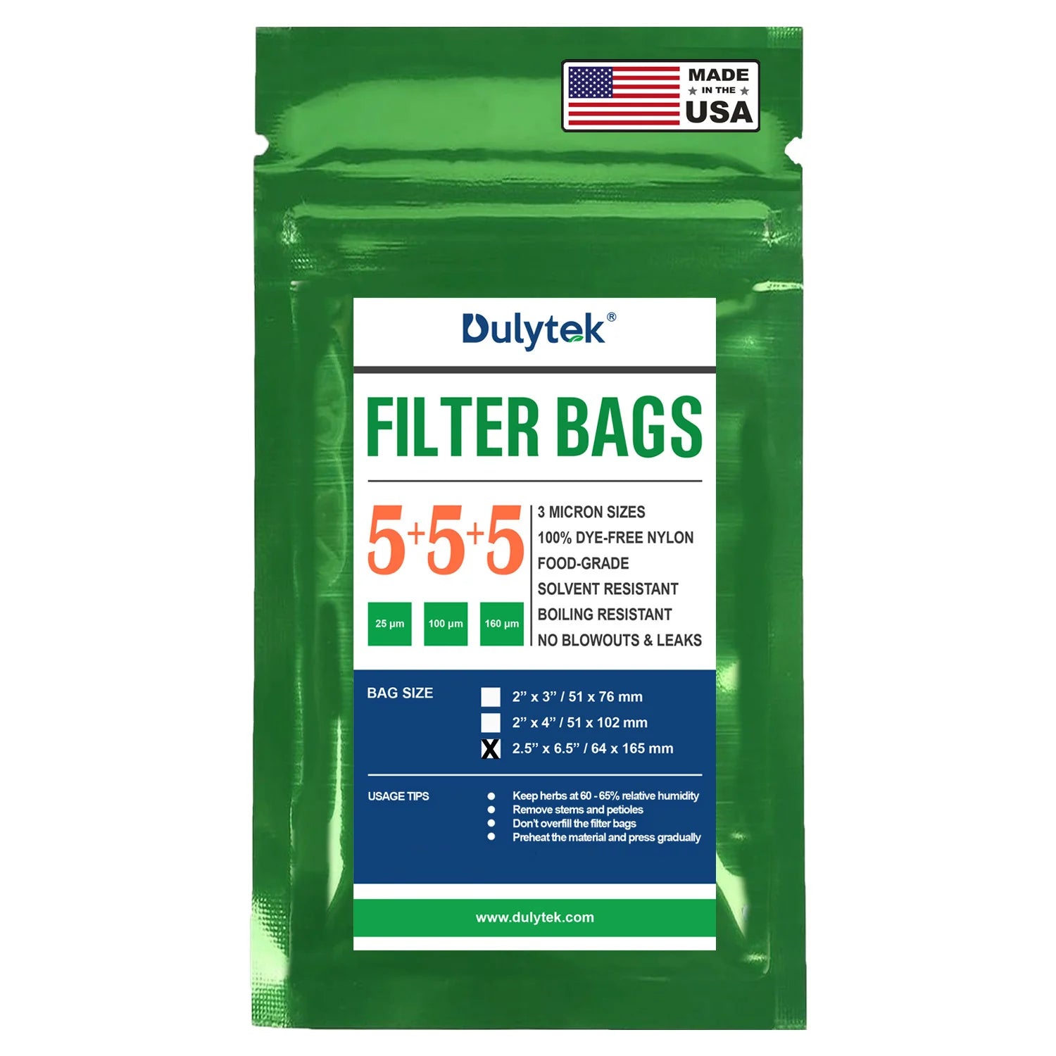 Dulytek Premium Nylon Filter Bags, 2.5" x 6.5", Mix Mircon Sizes, Pack of 15