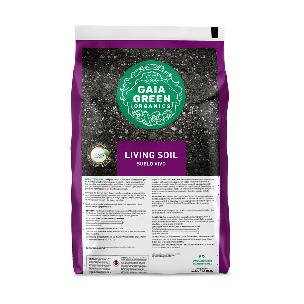 Gaia Green Organics Living Soil, 1.5 Cu. Ft. Bag, Pallet of 75 Bags