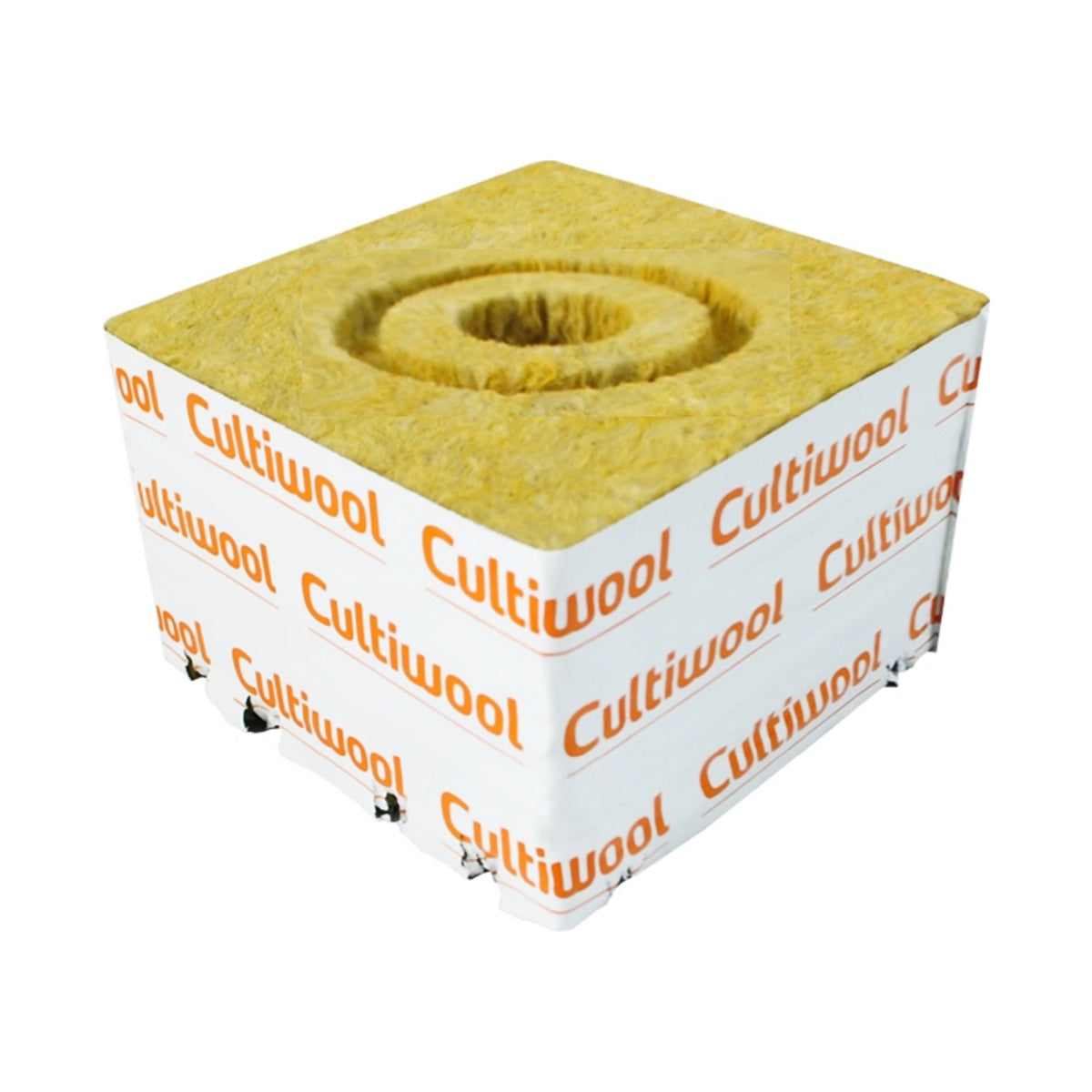 Cultiwool Rockwool Blocks 6 x 6 x 4 in. with Donut Ring (Case of 64 Pieces)