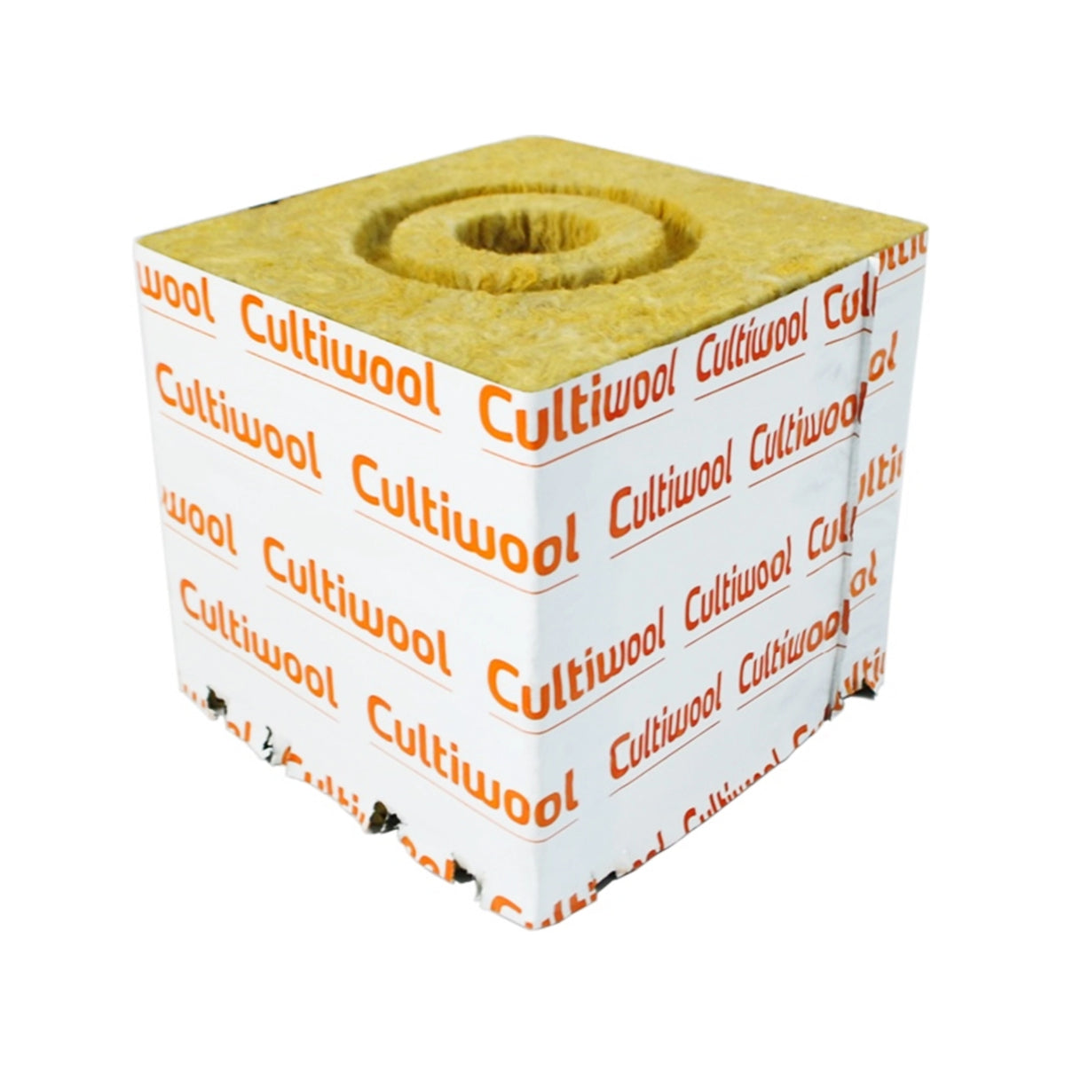 Cultiwool Rockwool Blocks 6 x 6 x 6 in. with Donut Ring (Case of 48 Pieces)