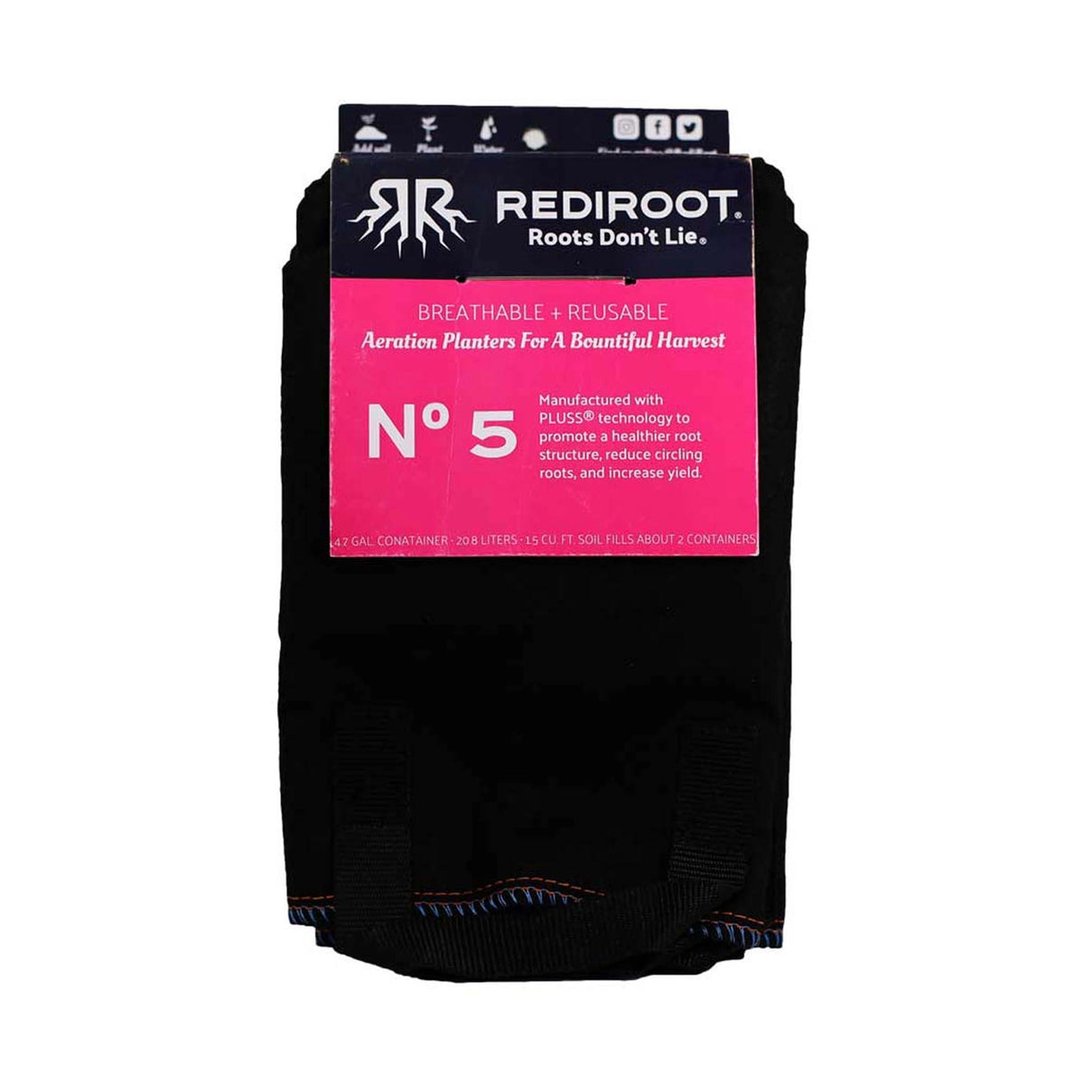 RediRoot Fabric Aeration Pot, 5 Gallon - Black - Pack of 5