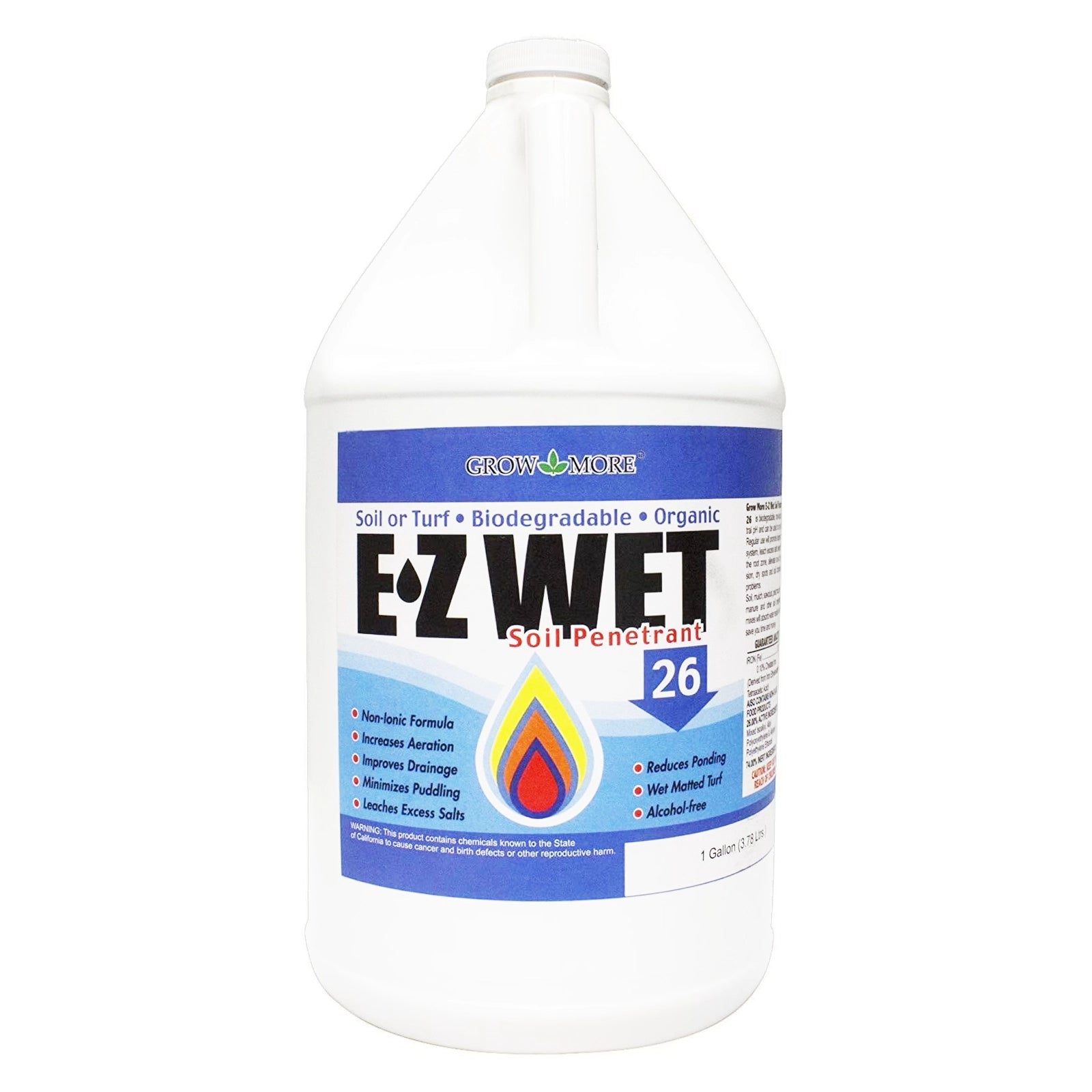 Grow More E-Z Wet Soil Penetrant 26, 1 Gallon, Pack of 4.