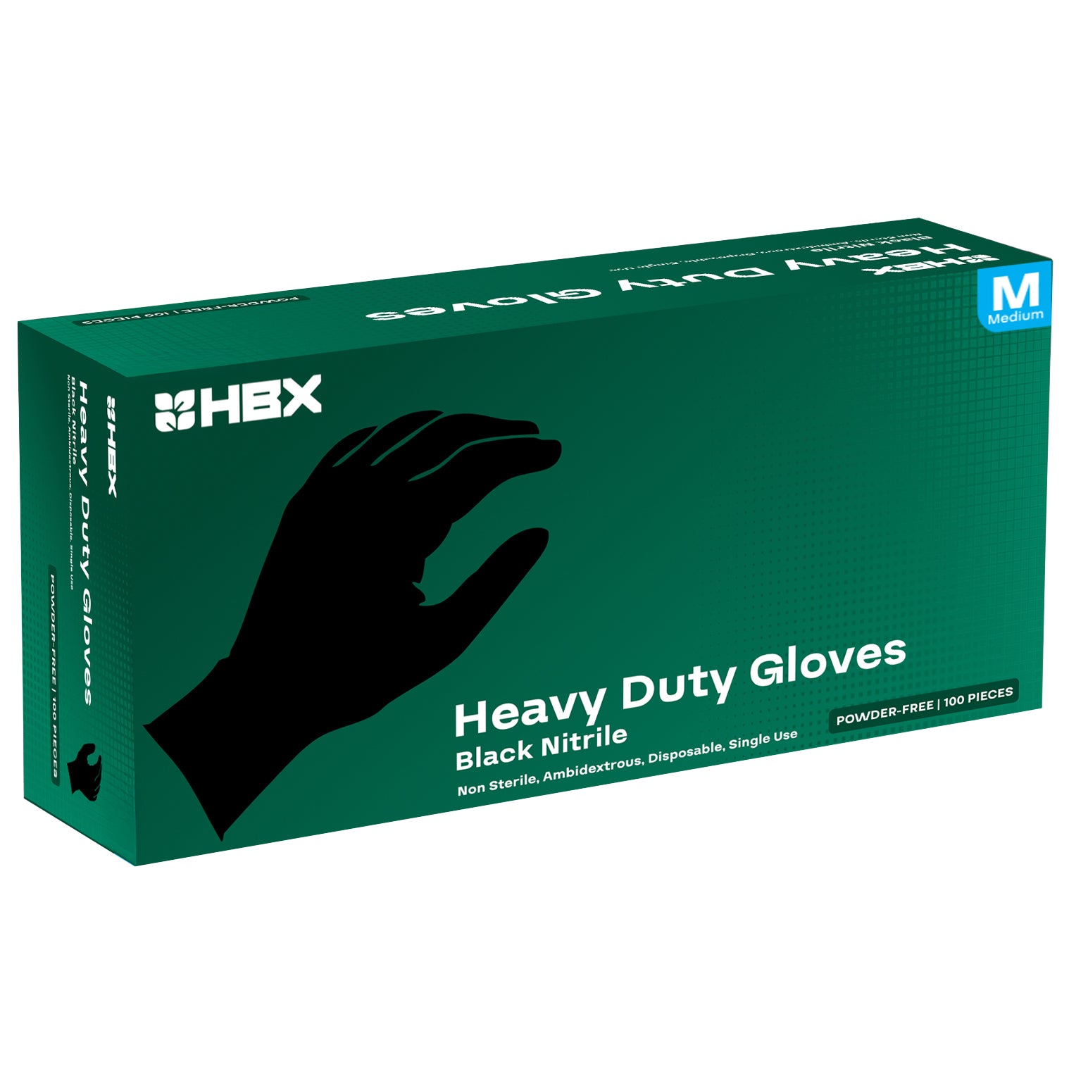 HBX Heavy Duty Premium Black Nitrile Gloves