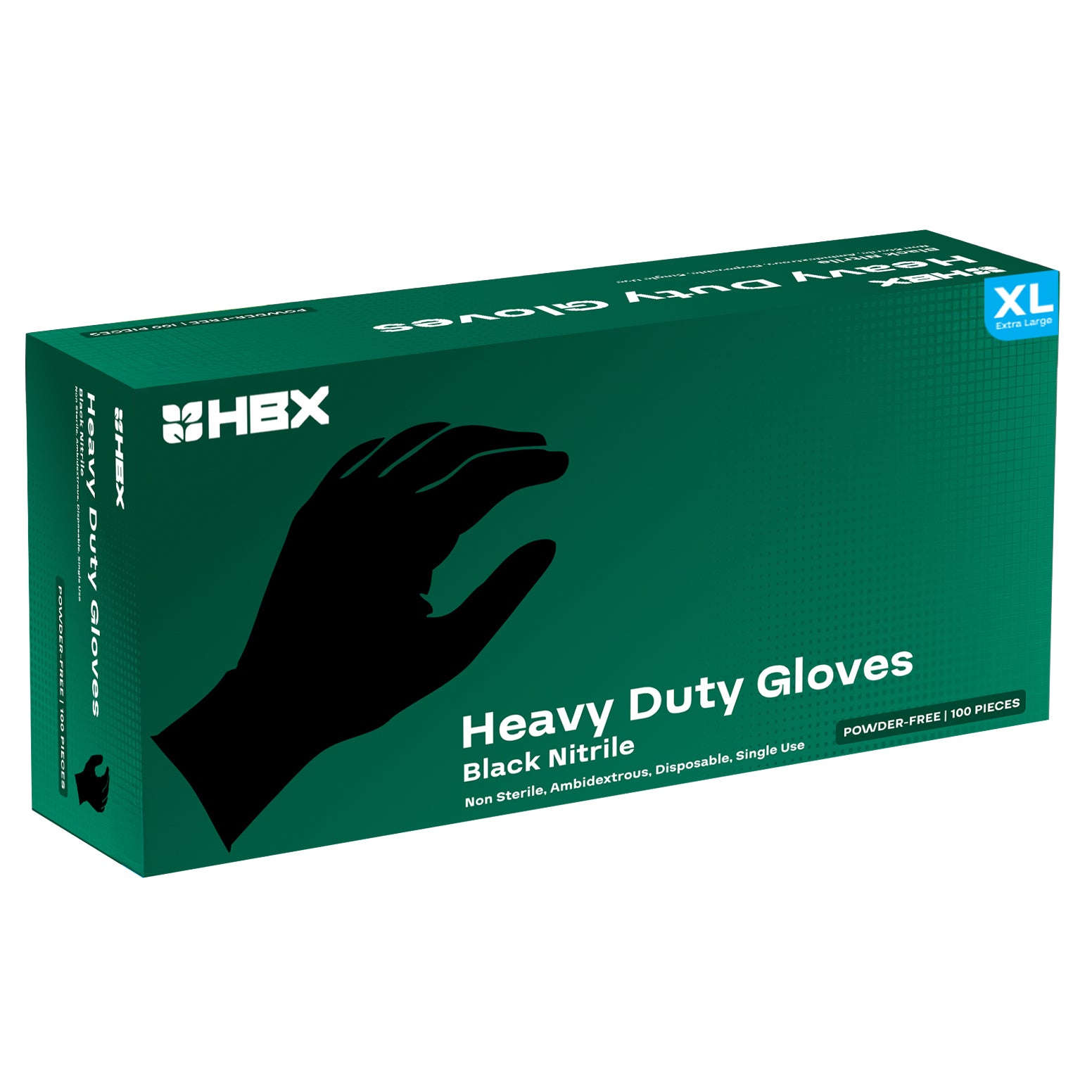 HBX Heavy Duty Premium Black Nitrile Gloves